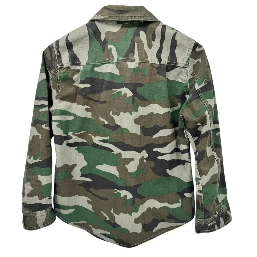 J Crew Shacket Womens Small Green‎ Camo Button Up Shirt Jacket Utility